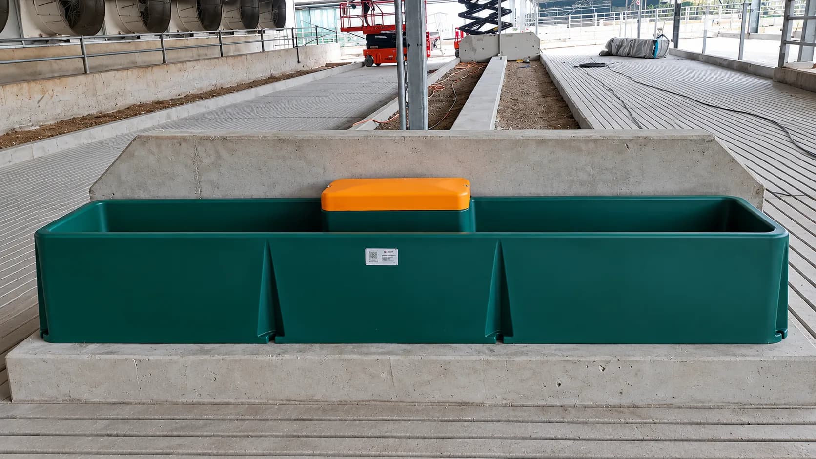 Group trough on a concrete base